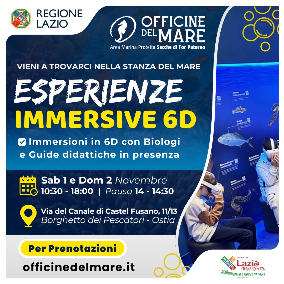 Esperienze Immersive in 6D - Sabato 1 e Domenica 2 Novembre. Realtà virtuale per scoprire la biodiversità marina